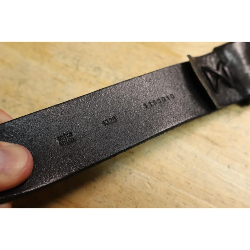 Polo Ralph Lauren Pony Logo Metal Buckle Saddle Leather Belt Black Size 38